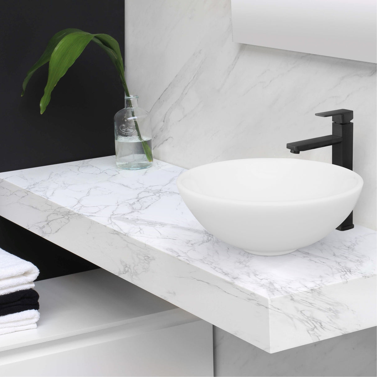 STYLISH 16 inch White Round Ceramic Vessel Bathroom Sink