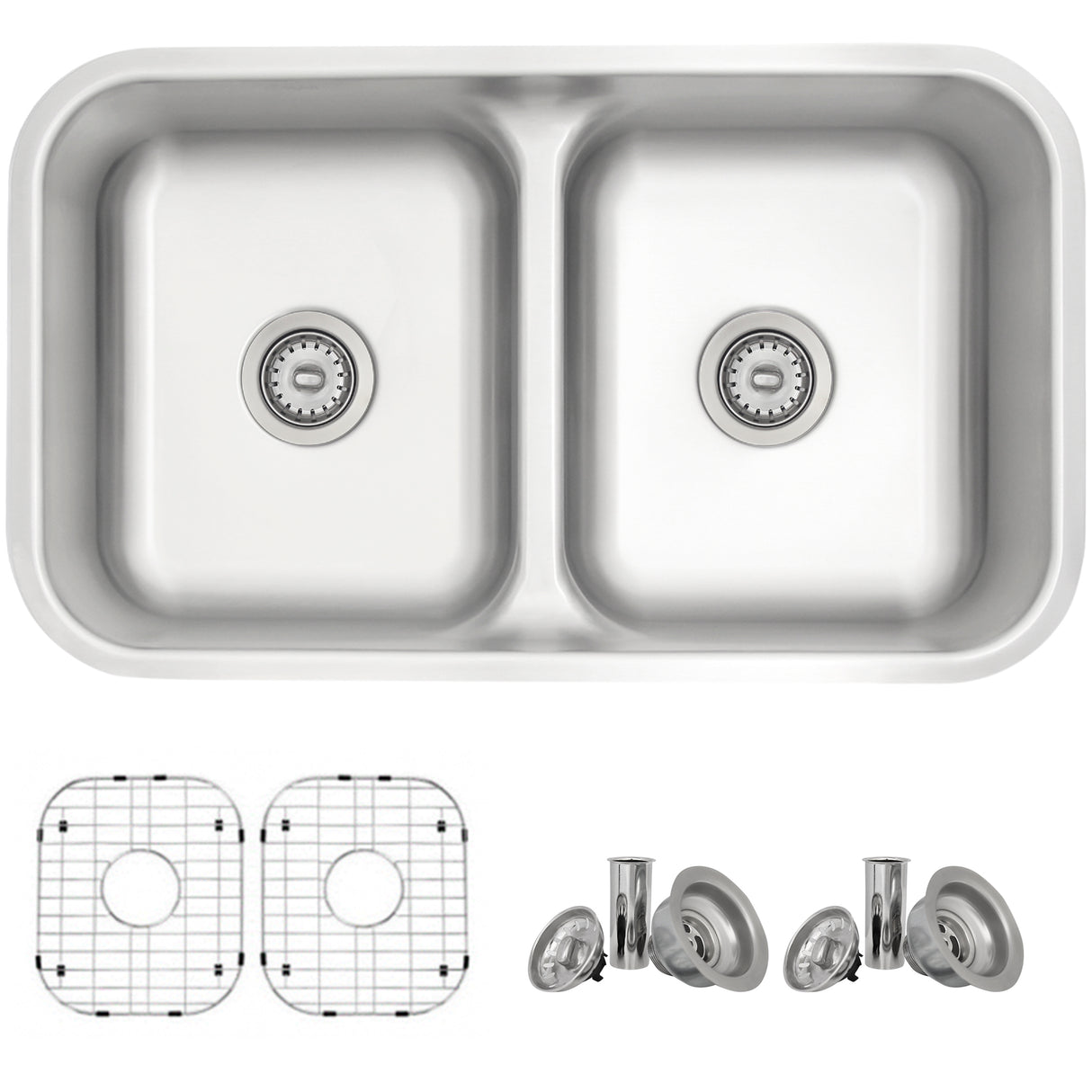 STYLISH 32 Low Divider Double Undermount and Drop-in Kitchen Sink