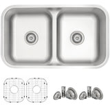 STYLISH 32 Low Divider Double Undermount and Drop-in Kitchen Sink