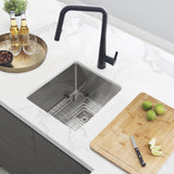 STYLISH 16 inch Single Bowl Stainless Steel Kitchen Sink with Square Strainer