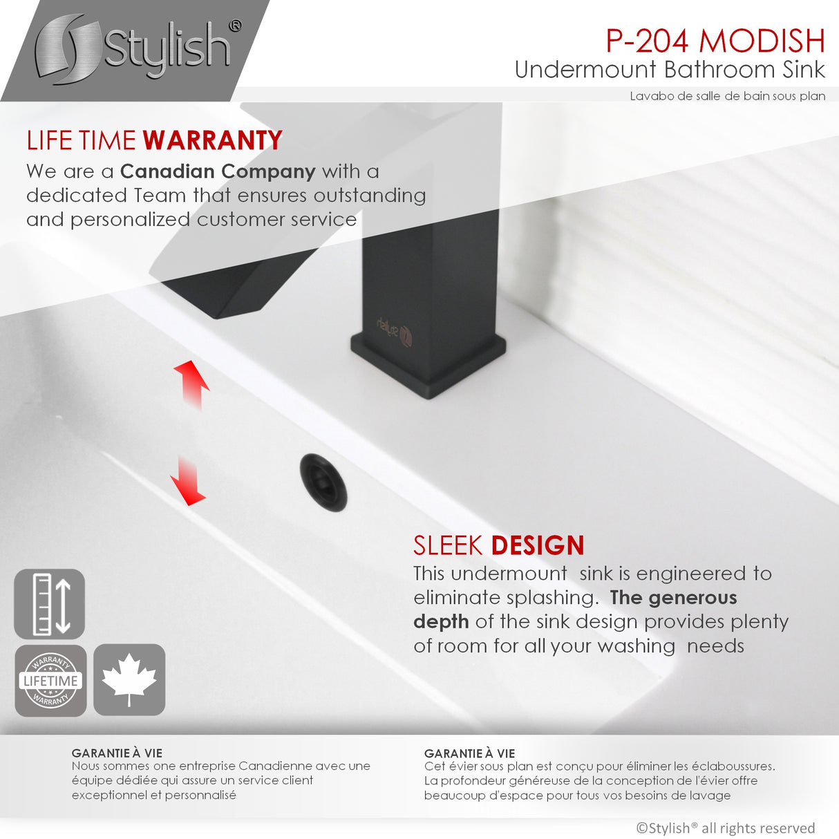 STYLISH 20 inch Rectangular Undermount Bathroom Sink with Overflow
