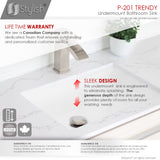 STYLISH 18 inch Rectangular Undermount Bathroom Sink with Overflow Polished Chrome