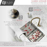 STYLISH 28 inch Workstation 60/40 Double Bowl Undermount Kitchen Sink with Built in Accessories