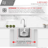 STYLISH 16 inch Single Bowl Stainless Steel Kitchen Sink with Square Strainer