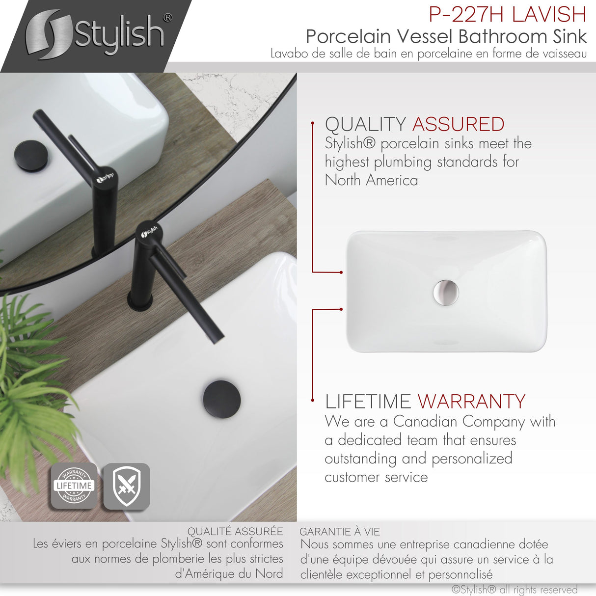 STYLISH 19 inch White Rectangular Ceramic Vessel Bathroom Sink