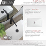 STYLISH 19 inch White Rectangular Ceramic Vessel Bathroom Sink