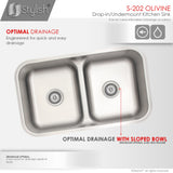STYLISH 32 Low Divider Double Undermount and Drop-in Kitchen Sink