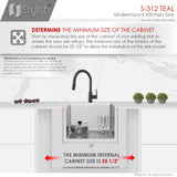 STYLISH 25 inch Single Bowl Undermount Stainless Steel Kitchen Sink