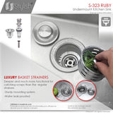 STYLISH 32 Inch Single Bowl Undermount 16G Stainless Steel Kitchen Sink with Grid and Strainer