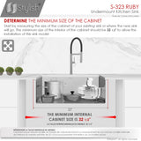 STYLISH 32 Inch Single Bowl Undermount 16G Stainless Steel Kitchen Sink with Grid and Strainer