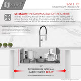 STYLISH 30 inch Single Bowl Stainless Steel Kitchen Sink with Square Strainer