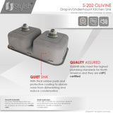 STYLISH 32 Low Divider Double Undermount and Drop-in Kitchen Sink