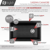 STYLISH 32 inch Dual Mount Workstation Single Bowl Composite Granite Kitchen Sink with Built in Accessories