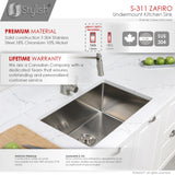 STYLISH 30 inch Single Bowl Undermount Stainless Steel Kitchen Sink