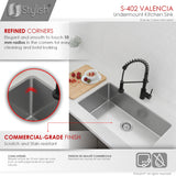 STYLISH 31 inch Single Bowl Undermount Stainless Steel Kitchen Sink