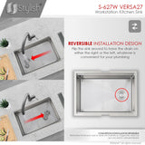 STYLISH 27 inch Workstation Single Bowl Undermount 16 Gauge Stainless Steel Kitchen Sink with Built in Accessories