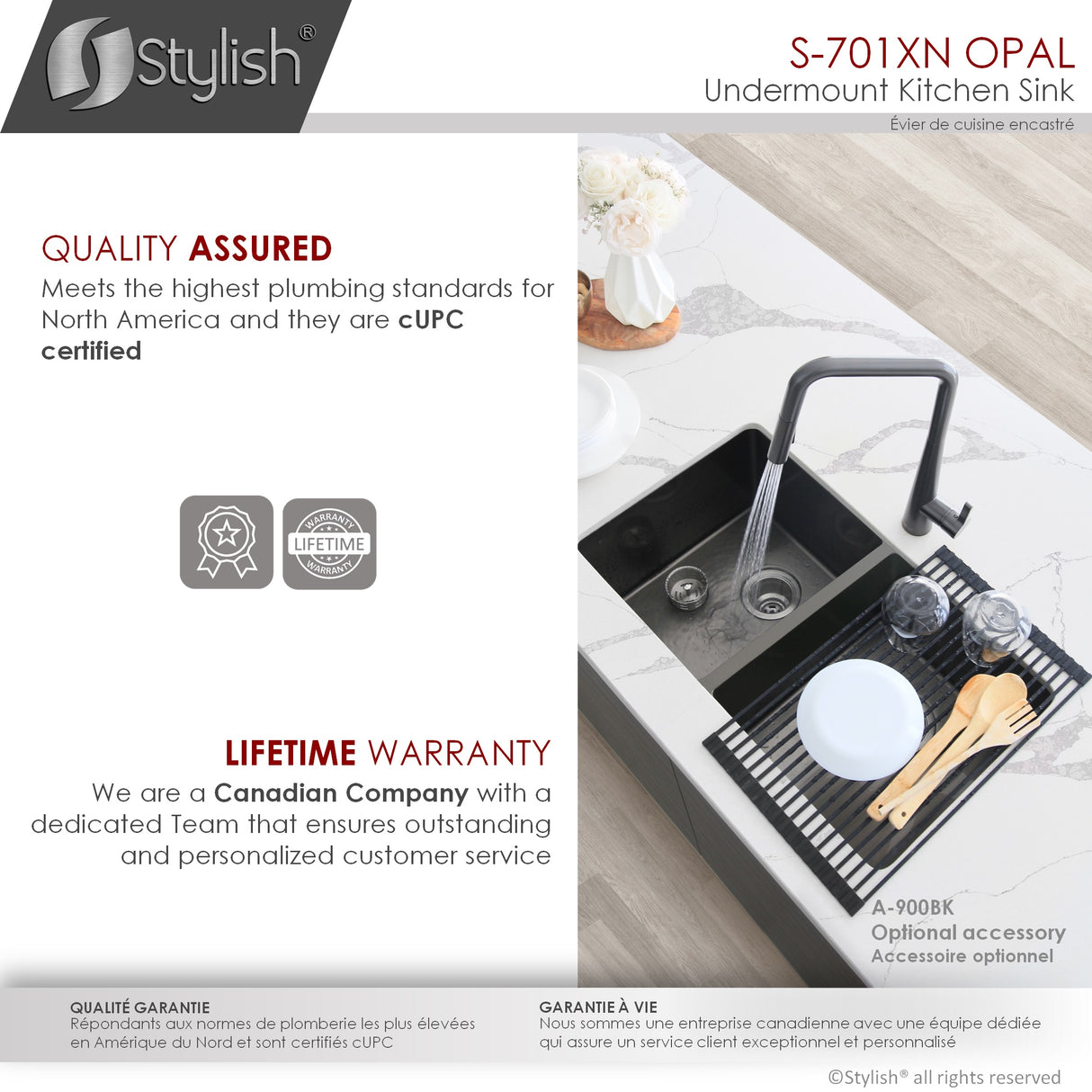 STYLISH 32 inch Graphite Double Bowl Undermount Stainless Steel Kitchen Sink