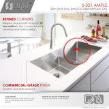 STYLISH 32 inch Slim Low Divider Double Bowl Undermount Stainless Steel Kitchen Sink