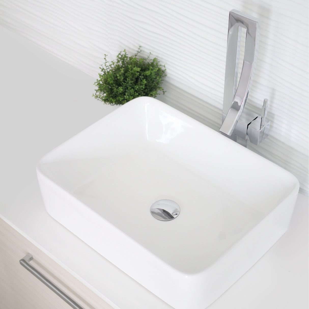 STYLISH 18 inch Rectangular Vessel Bathroom Sink