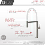 STYLISH Stainless Steel Single Handle Pull Out Dual Mode Kitchen Sink Faucet with Spout Hose
