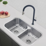STYLISH 32 Low Divider Double Undermount and Drop-in Kitchen Sink