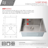 STYLISH 22 x 18 inch Single Bowl Undermount and Drop-in Stainless Steel Laundry Sink