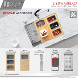 STYLISH 27 inch Workstation Single Bowl Undermount 16 Gauge Stainless Steel Kitchen Sink with Built in Accessories