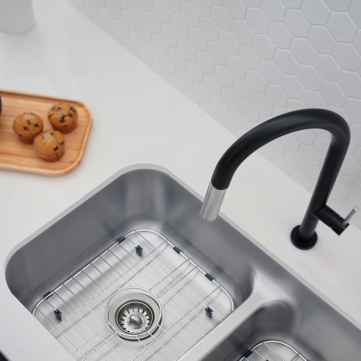STYLISH 32 Low Divider Double Undermount and Drop-in Kitchen Sink