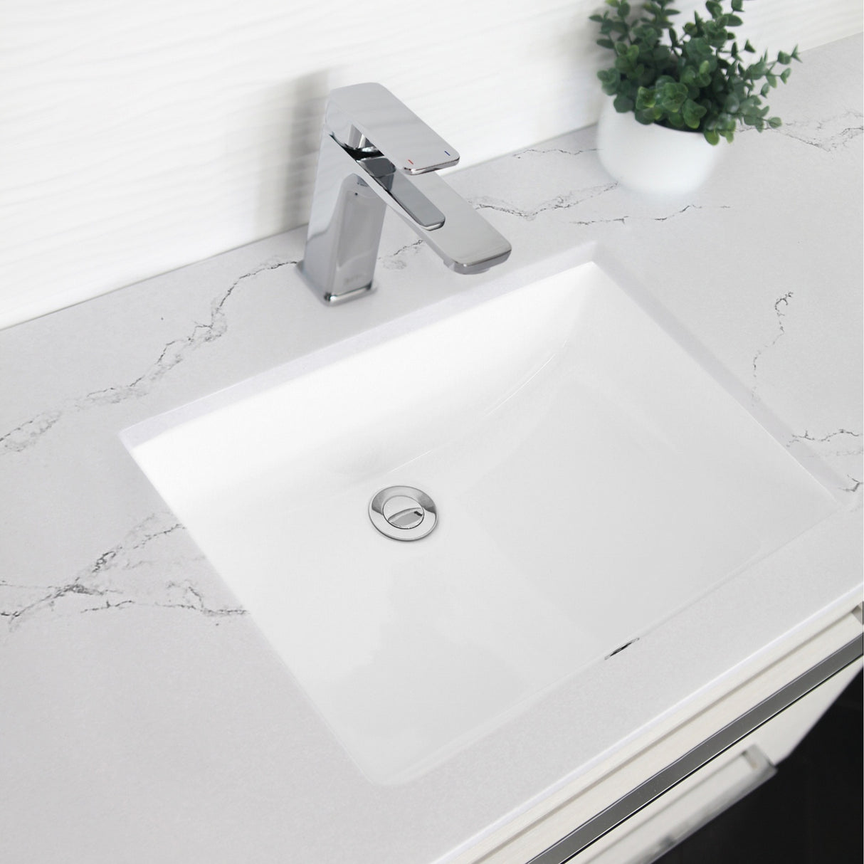 STYLISH 21 inch Rectangular Undermount Bathroom Sink with Overflow Polished Chrome