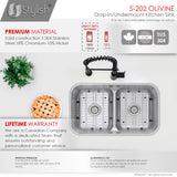 STYLISH 32 Low Divider Double Undermount and Drop-in Kitchen Sink