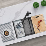 STYLISH 32 inch Workstation Double Bowl Undermount 16 Gauge Stainless Steel Kitchen Sink with Built in Accessories