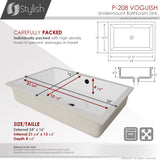 STYLISH 24 inch Rectangular Undermount Ceramic Bathroom Sink with 2 Overflow Finishes