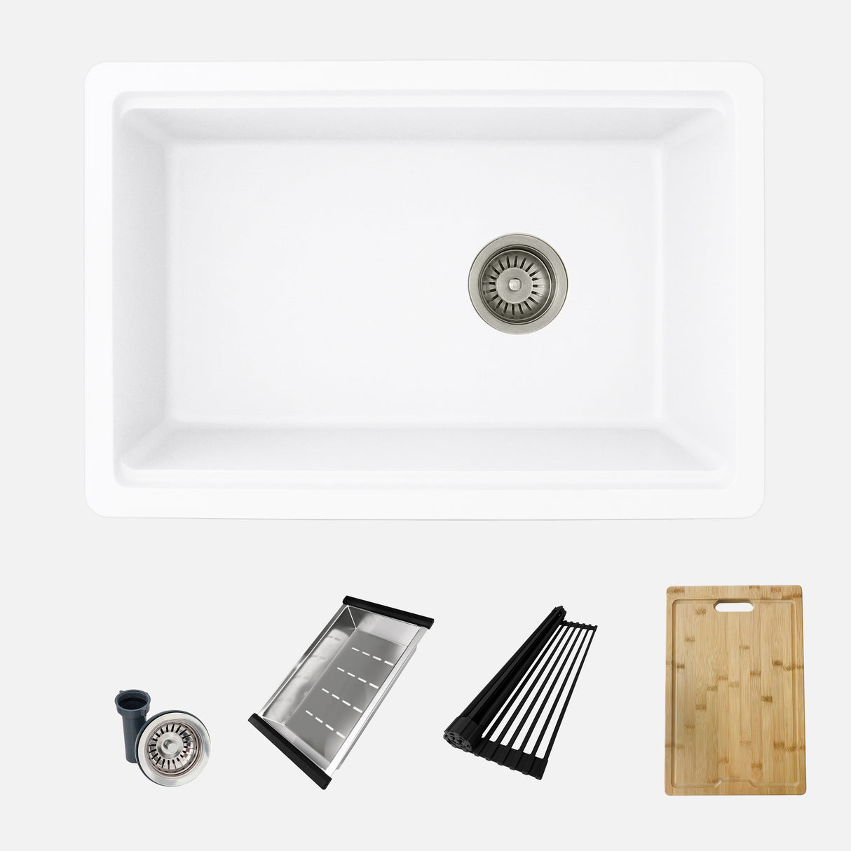 Dual Mount 28 Inch Composite Granite Single Bowl Workstation Kitchen Sink With Cutting Board