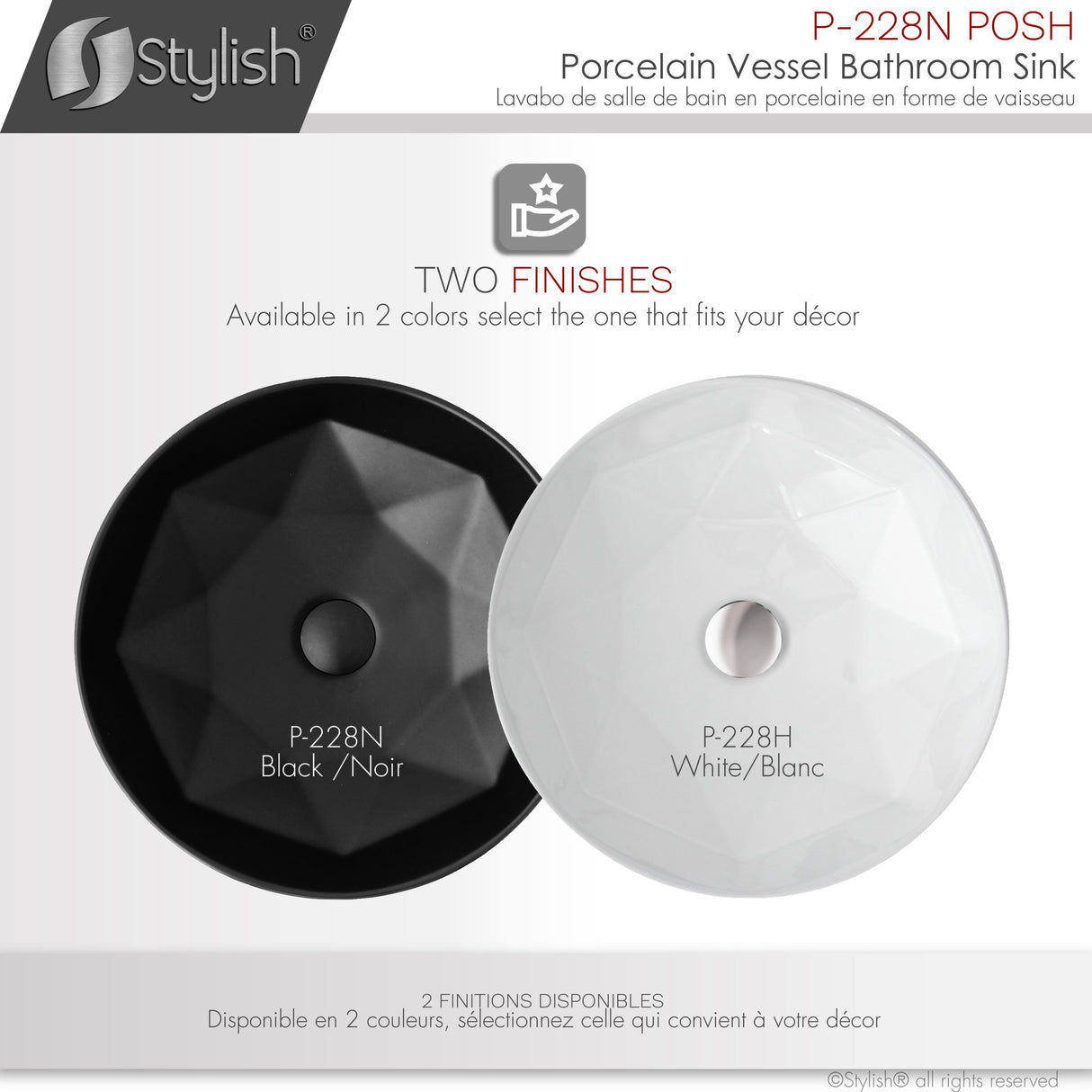 STYLISH 16 inch Round Ceramic Vessel Bathroom Sink
