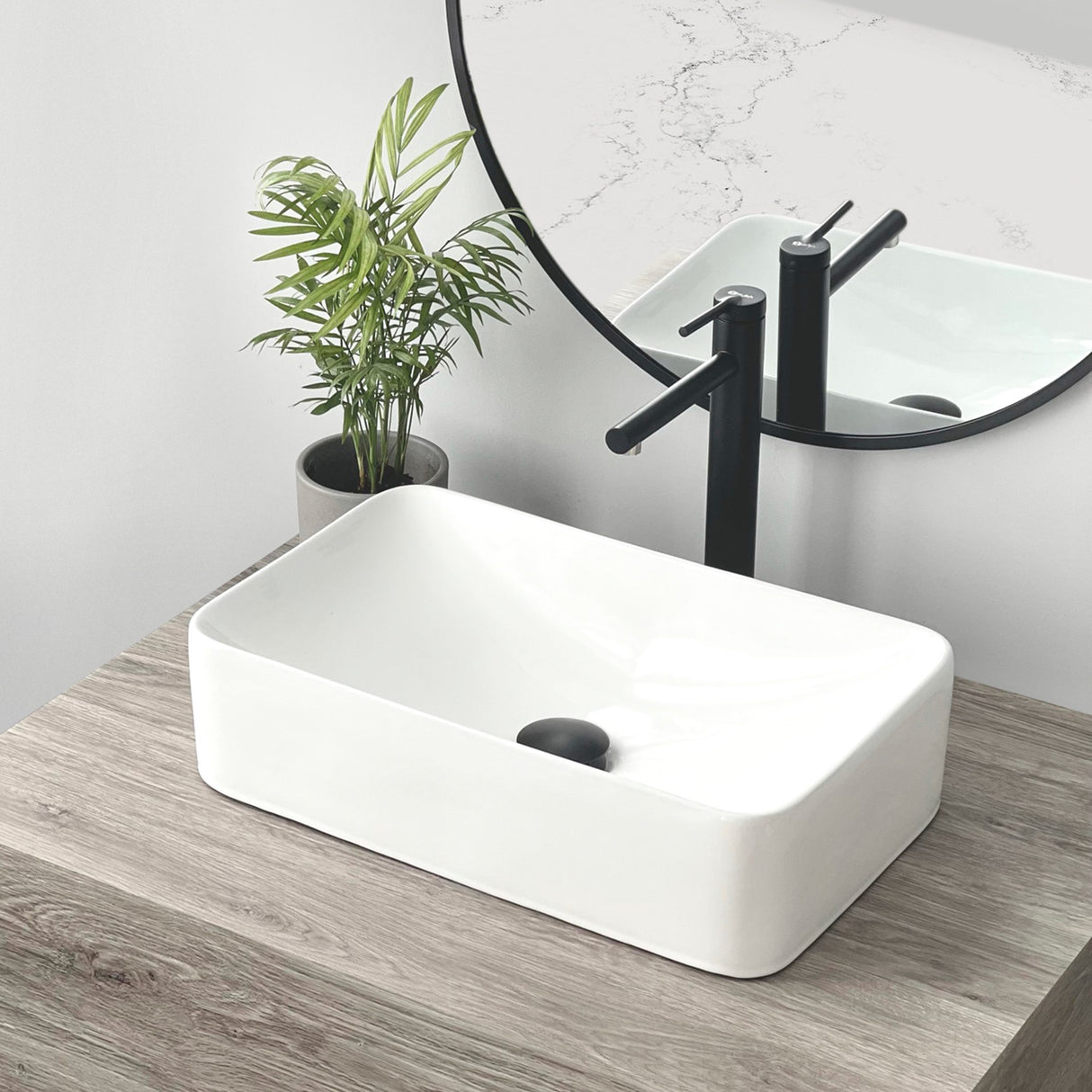 STYLISH 19 inch White Rectangular Ceramic Vessel Bathroom Sink