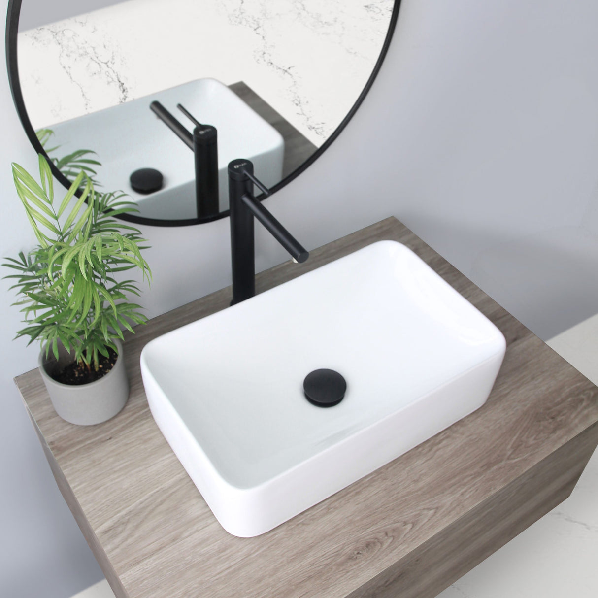 STYLISH 19 inch White Rectangular Ceramic Vessel Bathroom Sink