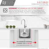 STYLISH 15 inch Single Bowl Undermount Stainless Steel Kitchen Sink