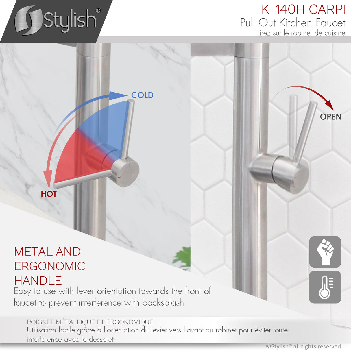 STYLISH Stainless Steel Single Handle Pull Out Dual Mode Kitchen Sink Faucet with Spout Hose