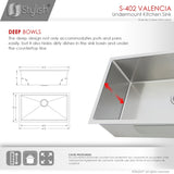 STYLISH 31 inch Single Bowl Undermount Stainless Steel Kitchen Sink