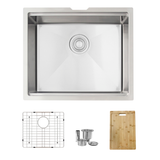 STYLISH 22 inch Workstation Single Bowl Undermount 16 Gauge Stainless Steel Kitchen Sink with Built in Accessories