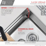 STYLISH 45 inch Ledge Workstation Single Bowl Undermount 16 Gauge Stainless Steel Kitchen Sink with Built in Accessories