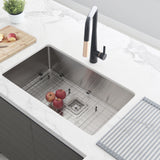 STYLISH 30 inch Single Bowl Stainless Steel Kitchen Sink with Square Strainer