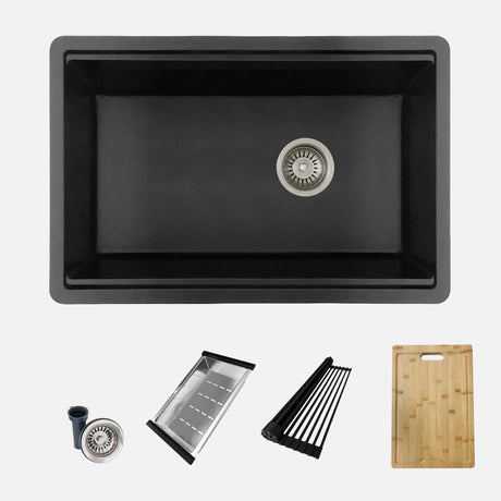 Dual Mount 28 Inch Composite Granite Single Bowl Workstation Kitchen Sink With Cutting Board S 828Wnk