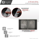 STYLISH 32 inch Graphite Double Bowl Undermount Stainless Steel Kitchen Sink