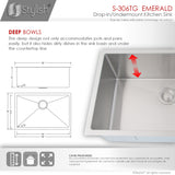 STYLISH 28 inch Single Bowl Drop-in/Undermount Stainless Steel Kitchen Sink S-306G
