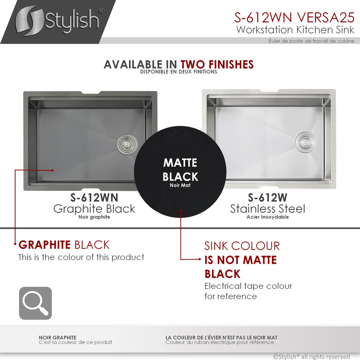STYLISH 25 inch Workstation Single Bowl Undermount 16 Gauge Stainless Steel Kitchen Sink with Built in Accessories