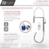 STYLISH Stainless Steel Single Handle Pull Out Dual Mode Kitchen Sink Faucet with Spout Hose