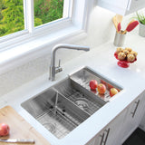 STYLISH 32 inch Slim Low Divider Double Bowl Undermount Stainless Steel Kitchen Sink
