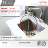 STYLISH 25 inch Single Bowl Undermount Stainless Steel Kitchen Sink