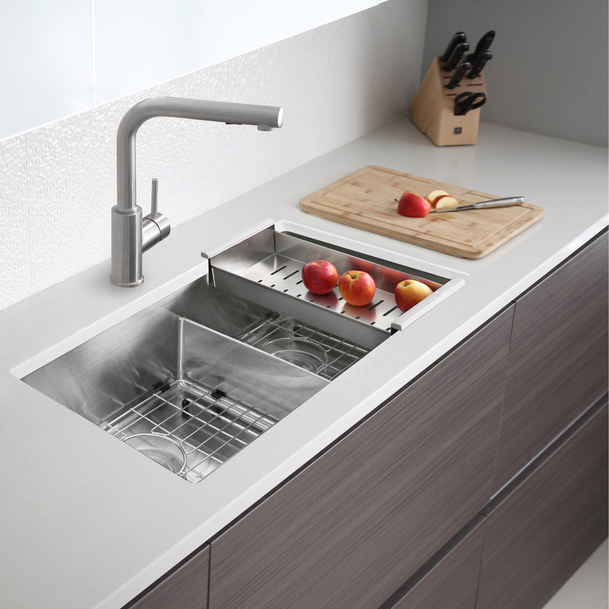 STYLISH 32 inch Low Divider 60-40 Double Bowl Undermount Stainless Steel Kitchen Sink